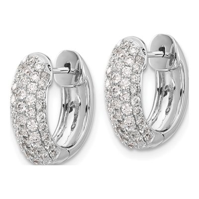 14K White Gold 1 ct tw 15mm Diamond Pave Huggie Hoop Earrings – view 2