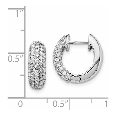 14K White Gold 1 ct tw 15mm Diamond Pave Huggie Hoop Earrings – view 4