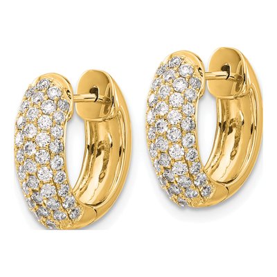 14K Yellow Gold 1 ct tw 15mm Diamond Pave Hoop Earrings – view 2
