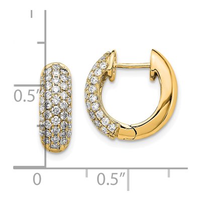 14K Yellow Gold 1 ct tw 15mm Diamond Pave Hoop Earrings – view 3