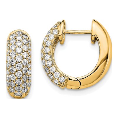 14K Yellow Gold 1 ct tw 15mm Diamond Pave Hoop Earrings