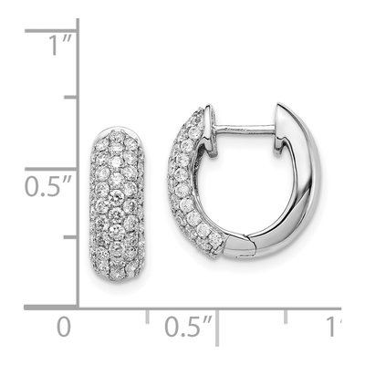 14K White Gold 1.2 ct tw 15mm Diamond Pave Huggie Hoop Earrings – view 5
