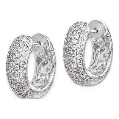 14K White Gold 1.75 ct tw 19mm Diamond Huggie Hoop Earrings – view 3