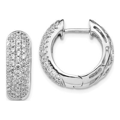 14K White Gold 1.75 ct tw 19mm Diamond Huggie Hoop Earrings