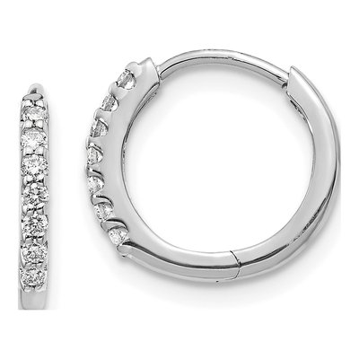 10K White Gold 1/6 ct tw Diamond Huggie Hoop Earrings