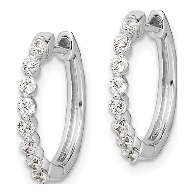 10K White Gold 1/3 ct tw 15mm Diamond Huggie Hoop Earrings – view 2