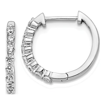 10K White Gold 1/3 ct tw 15mm Diamond Huggie Hoop Earrings