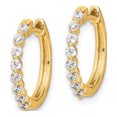 10K Yellow Gold 1/3 ct tw 15mm Diamond Huggie Hoop Earrings – view 2