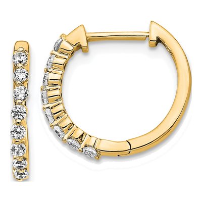 10K Yellow Gold 1/3 ct tw 15mm Diamond Huggie Hoop Earrings