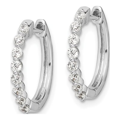 14K White Gold 1/3 ct tw 15mm Lab-Grown Diamond Huggie Hoop Earrings – view 2
