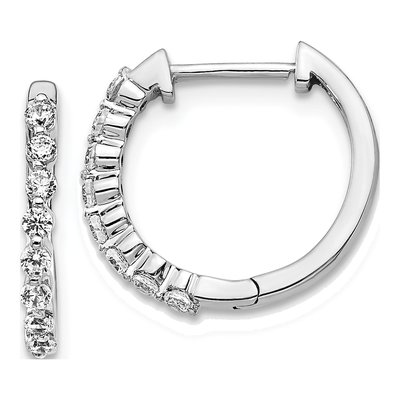 14K White Gold 1/3 ct tw 15mm Lab-Grown Diamond Huggie Hoop Earrings