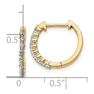 14K Yellow Gold 1/3 ct tw 15mm Diamond Huggie Hoop Earrings – view 5