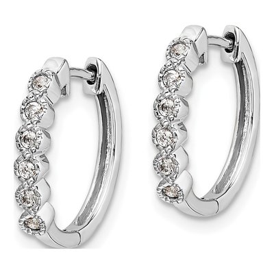 10K White Gold 1/8 ct tw Diamond Huggie Hoop Earrings – view 3