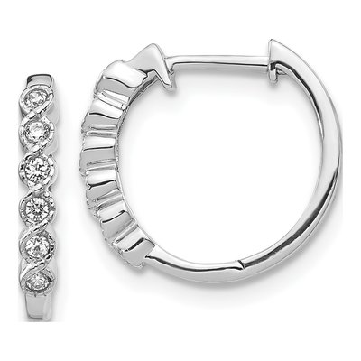 10K White Gold 1/8 ct tw Diamond Huggie Hoop Earrings