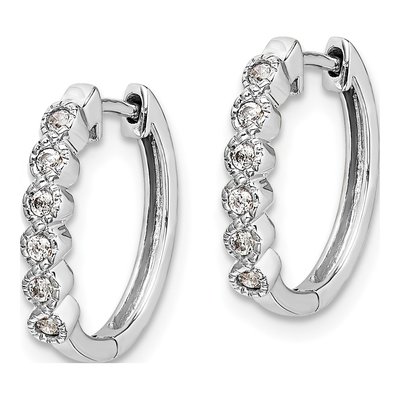 14K White Gold 1/8 ct tw Diamond Huggie Hoop Earrings – view 3
