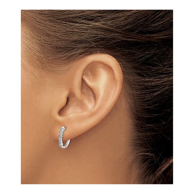 14K White Gold 1/8 ct tw Diamond Huggie Hoop Earrings – view 4