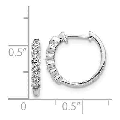 14K White Gold 1/8 ct tw Diamond Huggie Hoop Earrings – view 5