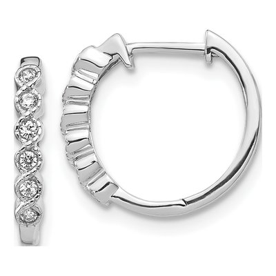 14K White Gold 1/8 ct tw Diamond Huggie Hoop Earrings