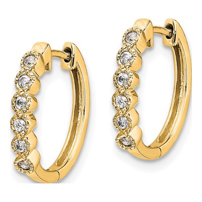 14K Yellow Gold 1/8 ct tw Diamond Huggie Hoop Earrings – view 2