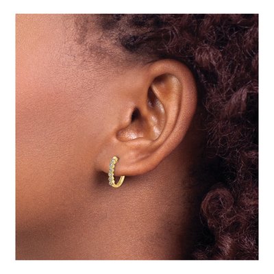 14K Yellow Gold 1/8 ct tw Diamond Huggie Hoop Earrings – view 3