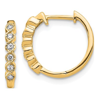 14K Yellow Gold 1/8 ct tw Diamond Huggie Hoop Earrings