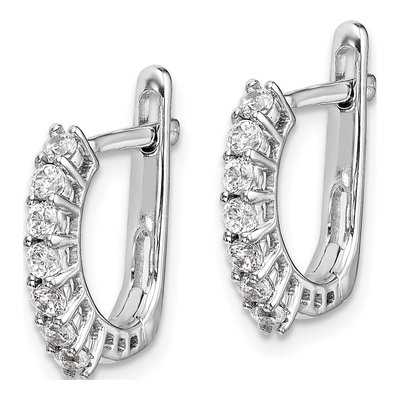 14K White Gold 3/8 ct tw 15mm Diamond Huggie Hoop Earrings – view 3