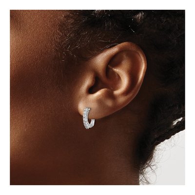 14K White Gold 3/8 ct tw 15mm Diamond Huggie Hoop Earrings – view 4