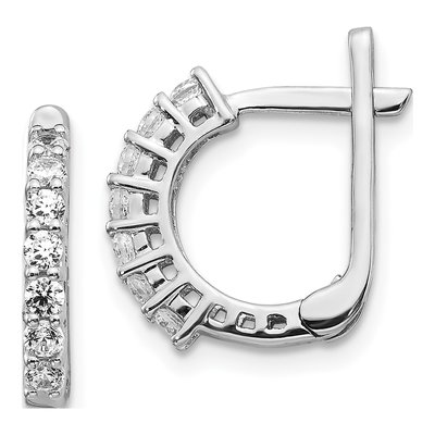 14K White Gold 3/8 ct tw 15mm Diamond Huggie Hoop Earrings