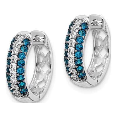 14K White Gold 1/2 ct tw 14mm Diamond Huggie Hoop Earrings – view 3