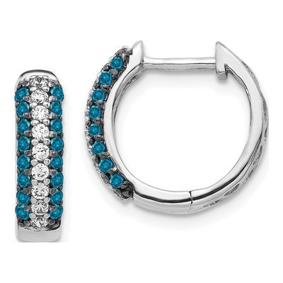 14K White Gold 1/2 ct tw 14mm Diamond Huggie Hoop Earrings