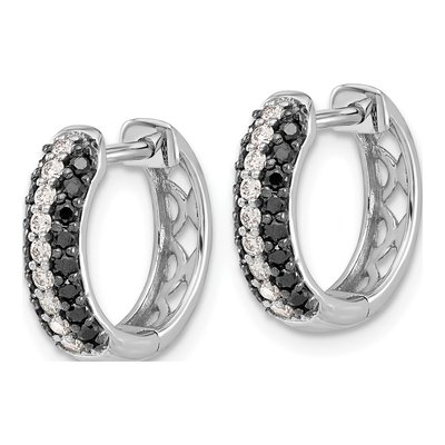 10K White Gold 1/2 ct tw 14mm Diamond Round Huggie Hoop Earrings – view 3