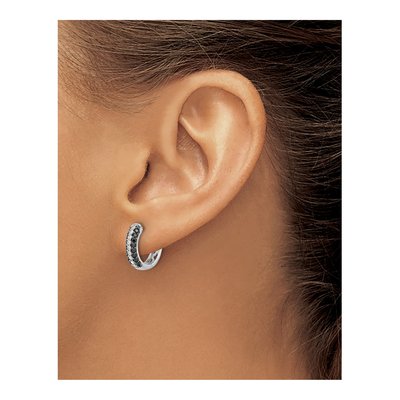 10K White Gold 1/2 ct tw 14mm Diamond Round Huggie Hoop Earrings – view 4