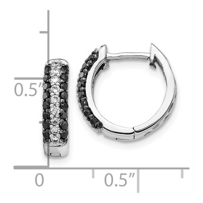 10K White Gold 1/2 ct tw 14mm Diamond Round Huggie Hoop Earrings – view 5