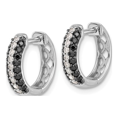 14K White Gold 1/2 ct tw 14mm Diamond Huggie Hoop Earrings – view 3