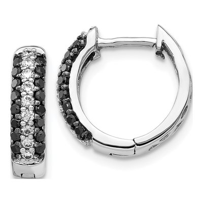 14K White Gold 1/2 ct tw 14mm Diamond Huggie Hoop Earrings