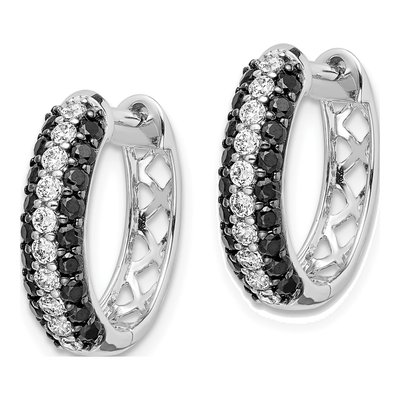 14K White Gold 1 ct tw 16mm Diamond Huggie Hoop Earrings – view 2
