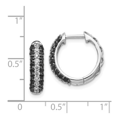 14K White Gold 1 ct tw 16mm Diamond Huggie Hoop Earrings – view 4