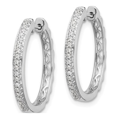 14K White Gold 1/6 ct tw 20mm Diamond Huggie Hoop Earrings – view 2