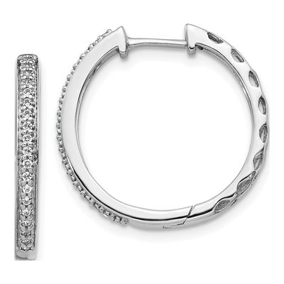14K White Gold 1/6 ct tw 20mm Diamond Huggie Hoop Earrings