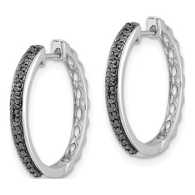 14K White Gold 1/6 ct tw 20mm Diamond Huggie Hoop Earrings – view 3