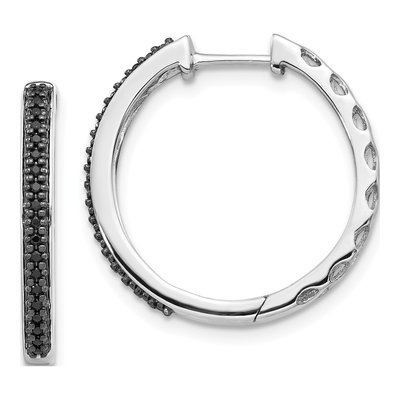 14K White Gold 1/6 ct tw 20mm Diamond Huggie Hoop Earrings