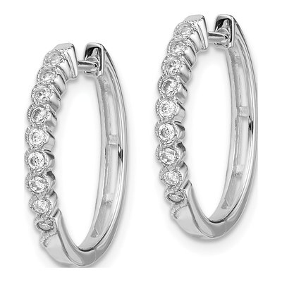 14K White Gold 1/4 ct tw 18mm Diamond Huggie Hoop Earrings – view 2