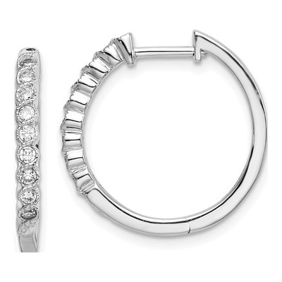 14K White Gold 1/4 ct tw 20mm Lab-Grown Diamond Huggie Hoop Earrings