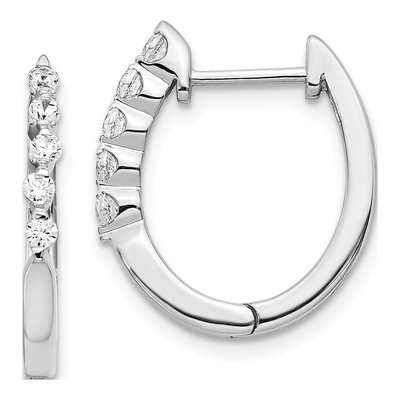 14K White Gold 1/4 ct tw 19mm Diamond Huggie Hoop Earrings