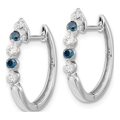 14K White Gold 1/2 ct tw 21mm Diamond Huggie Hoop Earrings – view 3
