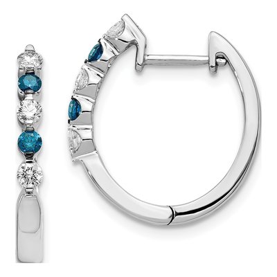14K White Gold 1/2 ct tw 21mm Diamond Huggie Hoop Earrings
