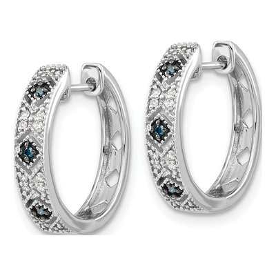 14K White Gold 1/10 ct tw 18mm Diamond Huggie Hoop Earrings – view 2
