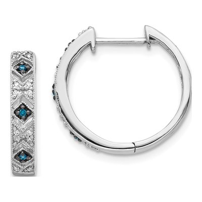 14K White Gold 1/10 ct tw 18mm Diamond Huggie Hoop Earrings