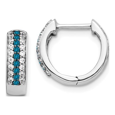 14K White Gold 1/3 ct tw Diamond Huggie Hoop Earrings