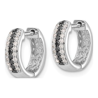 10K White Gold 1/3 ct tw Black Diamond Huggie Hoop Earrings – view 2